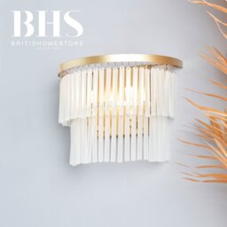 BHS Orta Frosted Glass Wall Light - Brass - thumbnail 2