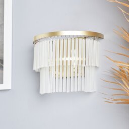 BHS Orta Frosted Glass Wall Light - Brass - thumbnail 1