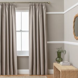 Habitat Blackout with Linen Pencil Pleat Curtains - Stone - 168x229cm