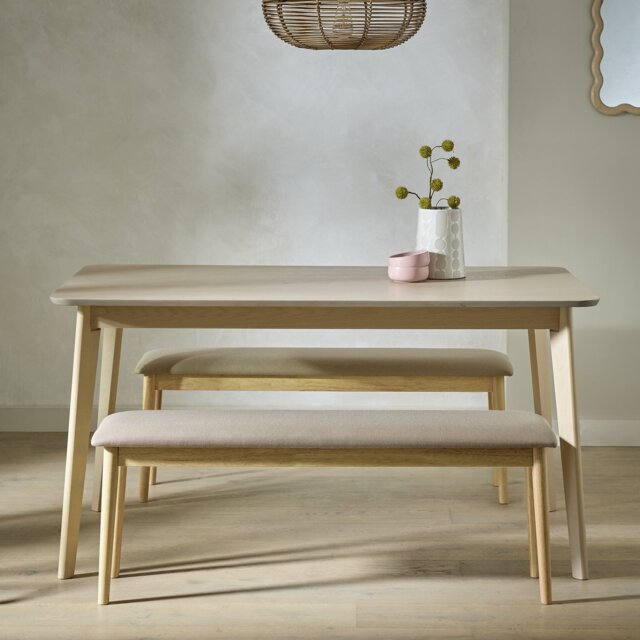 Habitat Skandi Oak Dining Table & 2 Oak Benches - image 1