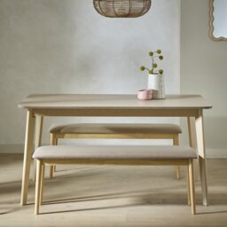 Habitat Skandi Oak Dining Table & 2 Oak Benches - thumbnail 1