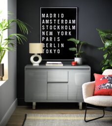 Argos Home Sleigh 3 Door 1 Drawer Sideboard - Grey Gloss - thumbnail 2