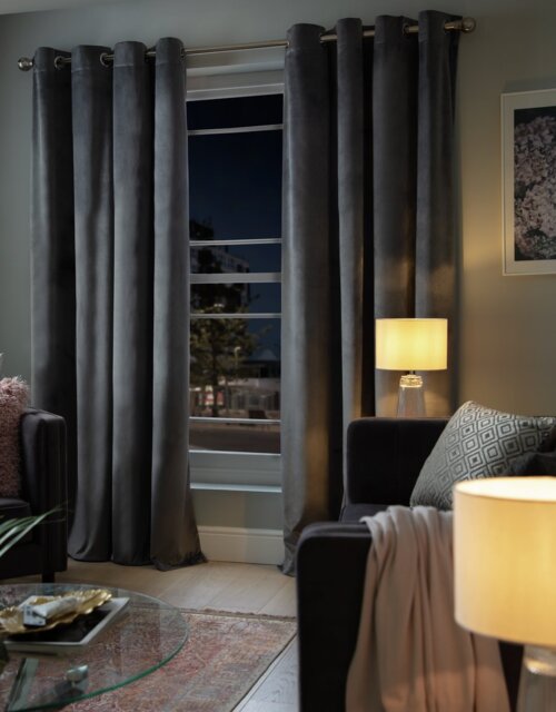 Habitat Dimout Eyelet Curtains - Grey - 168x183cm - image 1