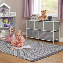 Liberty House Kids 5 Drawer Fabric Box Unit - White