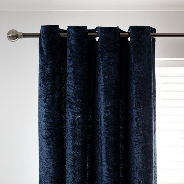 Argos Home Crushed Velvet Eyelet Curtains - Blue - 117x137cm - image 1