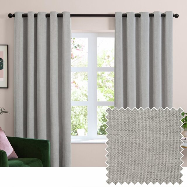 Furn Soft Chenille Blackout Eyelet Curtains - Silver - 168x229cm - image 1