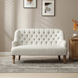 Kyoto Charlie Fabric 2 Seater Sofa - Cream - thumbnail 2