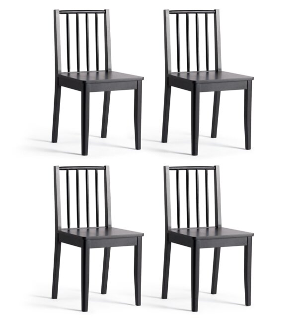 Habitat 4 Nel Solid Wood Spindle Chairs - Black - image 1