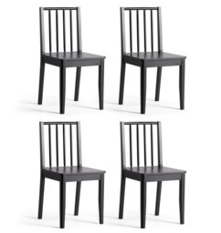 Habitat 4 Nel Solid Wood Spindle Chairs - Black - thumbnail 1