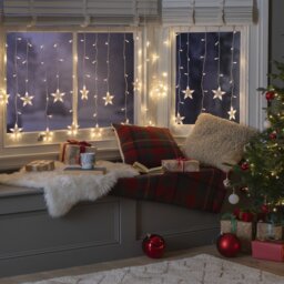 Argos Home Warm White Star Shaped Christmas Curtain Lights - thumbnail 1