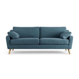 Habitat Ivor Fabric 4 Seater Sofa - Blue - Ash Leg - thumbnail 1