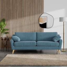 Habitat Ivor Fabric 4 Seater Sofa - Blue - Ash Leg - thumbnail 2
