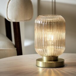 Argos Home Tall Glass Battery Powered Table Lamp - Amber