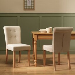 Argos Home Raina Pair of Fabric Dining Chairs - Natural - thumbnail 1