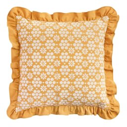 Argos Home Broderie Anglaise Frill Cushion Mustard - 43x43cm - thumbnail 2