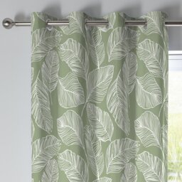 Fusion Matteo Palm Leaf Eyelet Curtains - Green - 117x183cm - thumbnail 2