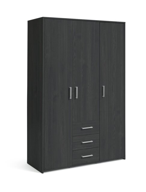 Argos Home Oslo 3 Door 3 Drawer Wardrobe - Black Oak Effect - image 1