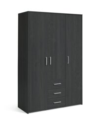 Argos Home Oslo 3 Door 3 Drawer Wardrobe - Black Oak Effect - thumbnail 1