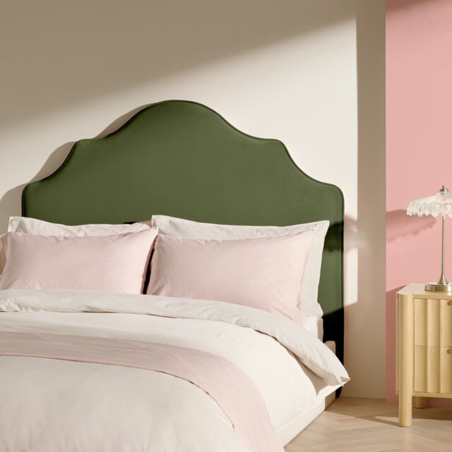 Habitat Daphne Velvet Double Headboard - Olive - image 1