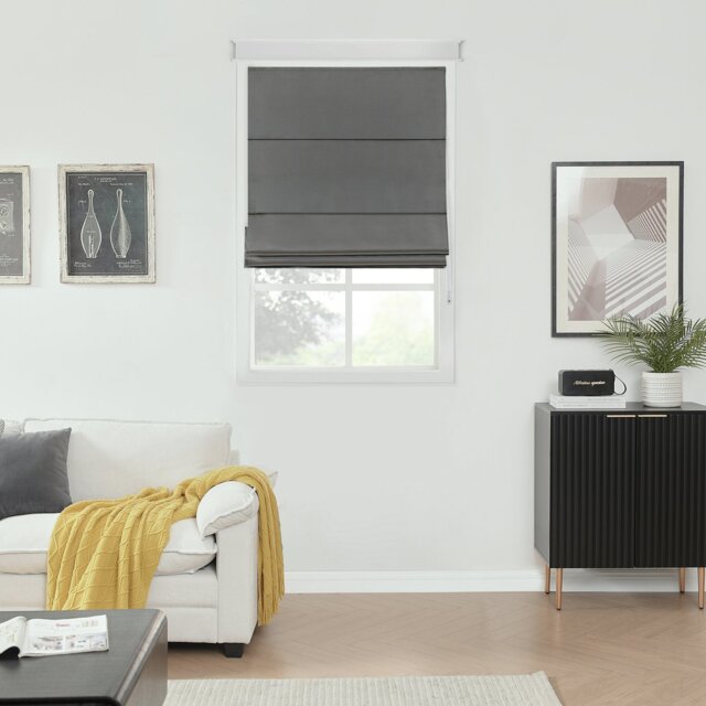 Little Black Book Blackout Charcoal Roman Blind - 130cm - image 1