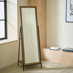 Habitat Black Metal & Wood Freestanding Mirror - 147x45cm - thumbnail 1