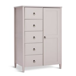 Argos Home Lucie 1 Door 5 Drawer Short Wardrobe - Off White - thumbnail 2