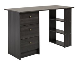 Argos Home Malibu 3 Drawer Office Desk - Black & Brown - thumbnail 2