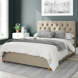 Aspire Olivier Linen Double Ottoman Bedframe - Natural