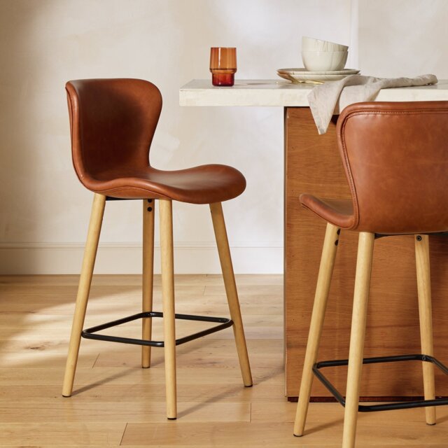 Habitat Etta Pair of Faux Leather Bar Stool - Brown - image 1