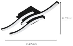 EGLO Cabezas-E Wave Steel LED Flush Ceiling Light - Black - thumbnail 2
