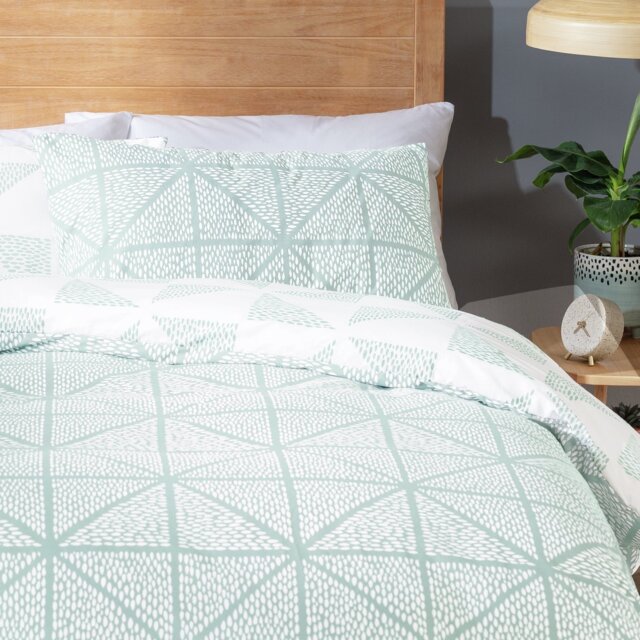 Habitat Stockholm Diamond Dash Duck Egg Bedding Set-Kingsize - image 1
