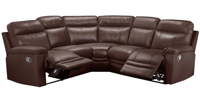 Argos Home Paolo Leather Manual Recliner Corner Sofa -Brown - image 1