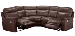 Argos Home Paolo Leather Manual Recliner Corner Sofa -Brown - thumbnail 1