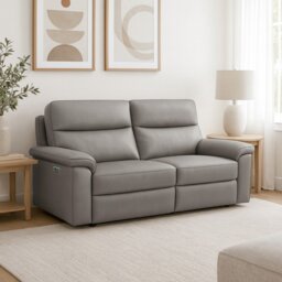 Aspire Toronto Leather 2 Seater Power Recliner Sofa - Elephant - thumbnail 1