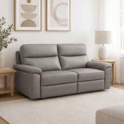 Aspire Toronto Leather 2 Seater Power Recliner Sofa - Elephant