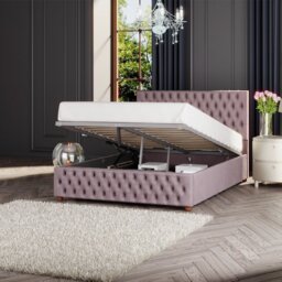 LLB Seren Velvet Superking Ottoman Bedframe - Blush - thumbnail 2