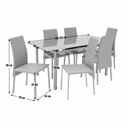 Argos Home Lido Extending Grey Dining Table & 6 Grey Chairs - thumbnail 2