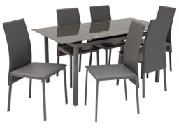 Argos Home Lido Extending Grey Dining Table & 6 Grey Chairs - thumbnail 1