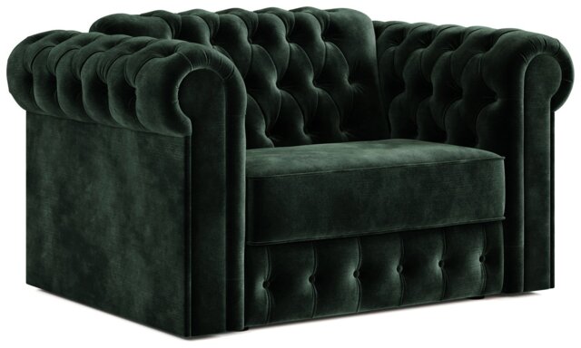 Jay-Be Chesterfield Velvet Cuddle Chair Sofa Bed -Dark Green - image 1