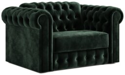 Jay-Be Chesterfield Velvet Cuddle Chair Sofa Bed -Dark Green - thumbnail 1