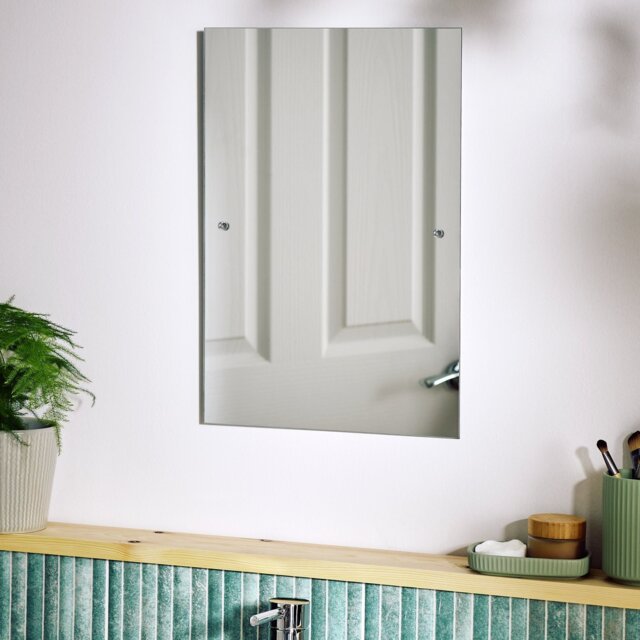Argos Home White Drilled Bathroom Wall Mirror - 45x30cm - image 1