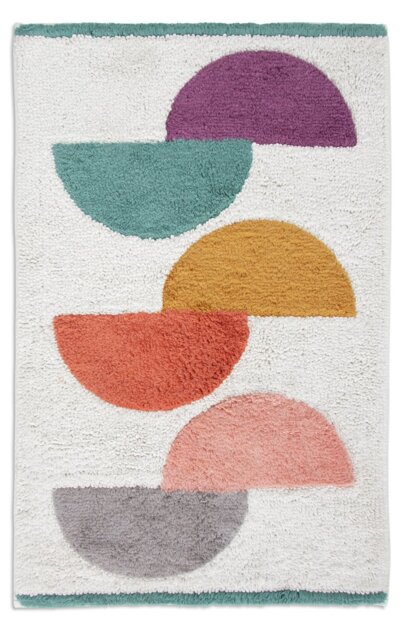 Habitat Brights Geo Tufted Cotton Bath Mat - White - image 1