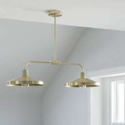 Habitat Cone Metal 2 Light Pendant Bar Light - Brass - thumbnail 1