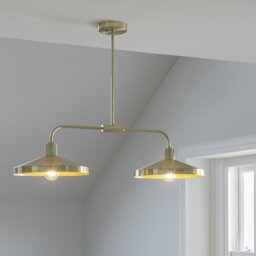 Habitat Cone Metal 2 Light Pendant Bar Light - Brass - thumbnail 2