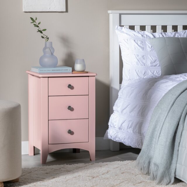 Argos Home Minato 3 Drawer Bedside Table - Pink - image 1