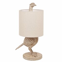 Hestia Wood Effect Pheasant Table Lamp 21 inch