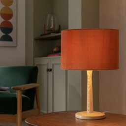 Habitat Orange Velvet Easy Fit Drum Lampshade - 30cm - thumbnail 2