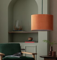 Habitat Orange Velvet Easy Fit Drum Lampshade - 30cm - thumbnail 1