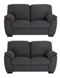 Argos Home Milano Pair of Fabric 2 Seater Sofa - Charcoal - thumbnail 1
