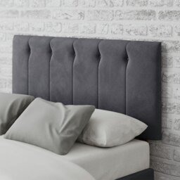 Aspire Hepburn Velvet Double Headboard - Steel - thumbnail 1